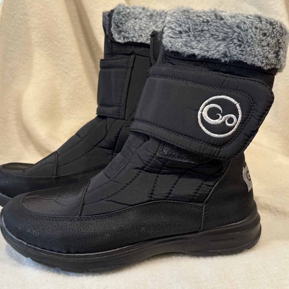 Women's Black Ankle Boots with Faux Fur Trim